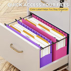 Legal Size Hanging File Folders,6 Pack Heavy Duty 3" Expanding Pocket,Reinforced High Capacity Plastic Legal Files,Sturdy Hang Folders with Tabs,Filing Cabinet Folder for Bulky Files,Colored