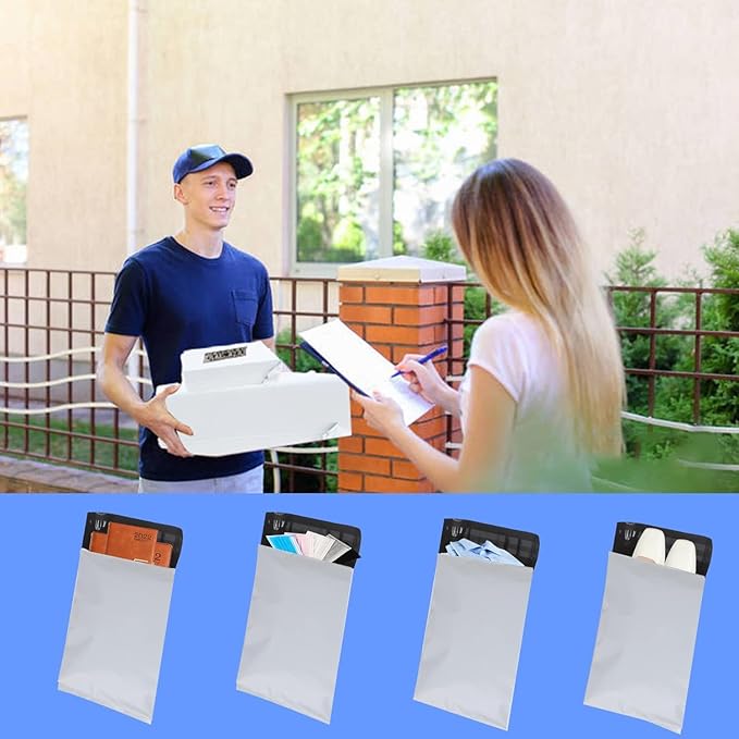 newlng 300pcs 10x13"/250x350mm Poly Mailers Shipping Bags Mailing Bags White Shipping Envelopes Self-sealing Adhesive Waterproof and Tear-Proof Packaging Bags poly bag for Clothing Books Gift