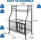 Garage Sports Equipment Organizer, Ball Storage Rack,Garage golf Organizer with Basket and Hooks,Rolling Sports Ball Storage Cart for Toy Gear Storage (45.71 inch)