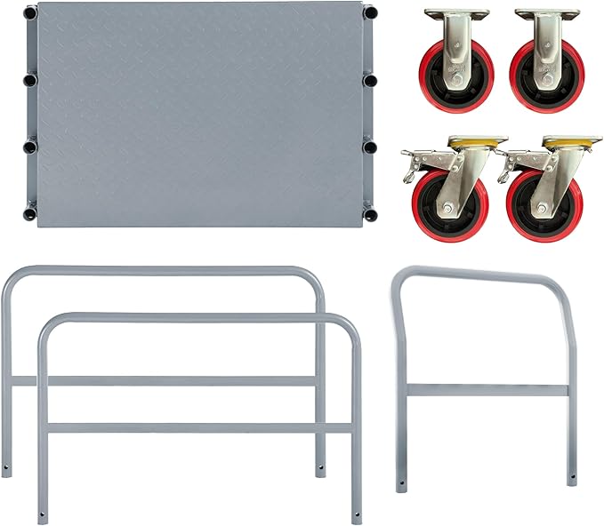 2 in 1 Panel Truck, 2000 LBS Panel Dolly Cart with 6" Swivel Casters and 36" x 24" Deck, Heavy-Duty Drywall Sheet Cart, Handling Wall Panel, Lumber for Garage, Warehouse (5.89 in (4 Side Handrails))