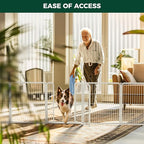 FXW Dog Gate Extra Wide Designed for Indoor Use, Adjustable Width Up to 111-inch Wide (32" H 4 Wire Panels for Small and Medium Dogs), White