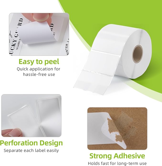 2.25"x 1.25" Direct Thermal Labels-Perforated Barcodes, Shipping Label Paper, Compatible with Zebra & Rollo Printers（1 Roll，1000 Labels/Roll）