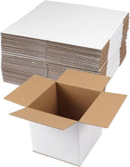 Hoikwo 6x6x6 Shipping Boxes Set of 40, White Corrugated Cardboard Box for Small Business for Packaging Mailing