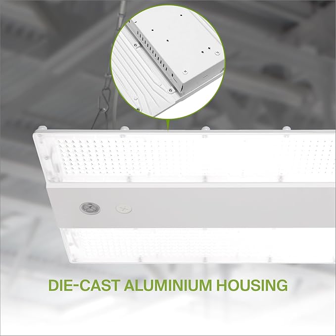 ASD LED Linear High Bay Light Fixture, Commercial Shop Lighting | 3CCT, Dimmable, Plug & Play Cable, DLC Premium, UL Listed | 220W 36000LM 3500-5000K 100-277V | Warehouse, Garage Lamp | White