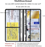 2Pack Leather Car Registration and Insurance Card Holder, Car Document Holder for Cards License with Magnetic Shut (Black)