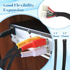 Pangda 300 Feet 1/4, 1/2 Inches Wire Loom PET Expandable Braided Sleeving Braided Sleeve for TV, Computer, Home Theater (Black)