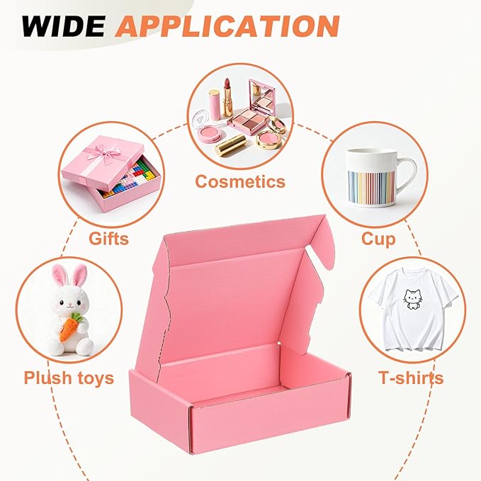 PATIKIL 6 x 4 x 1.6 Inch Shipping Boxes, 30 Pack Color Corrugated Cardboard Box Cute Carton Boxes Literature Mailer for Mailing Packaging Small Business Gift Storage, Pink