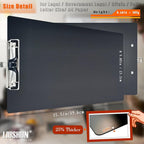 Legal Aluminum Clipboard Metal w/Stainless Hangable Pen Holder Writing Low Profile Large Clip Board 9" x 15.5" Message Tabletop for Lawers Office Business Workshop Factory Supplies (Black, Legal)