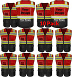 Safety Vest Customize Logo with 5 Pockets & Zipper Reflective High Visibility Vest Class 2 Outdoor Workwear