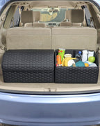 Owleys Trunk Organizer For Car - Collapsible Storage Bins - Keep Groceries, Sports Gear & Tools Secure On Road Trips - Best Gifts for Men - Heavy Duty Cargo Tote (Black 21.6)