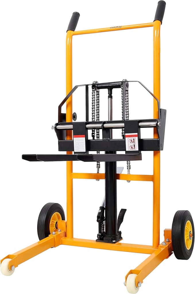 440lbs Material Lift Stacker, 35.5" Hydraulic Fork Lift, Max Lift Manual Forklift Pallet Lift Dolly, Manual Pallet Stacker for Supermarket, Warehouse, and Household