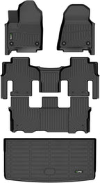 HAFIDI® Floor Mats & Cargo Liner Fit for 2022-2025 Jeep Wagoneer 8 Seats（Not for Grand Wagoneer L） All Weather Protection TPE Anti-Slip Automotive Full Set Floor Liners Custom Accessories - Black