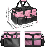 Boczif Cleaning Caddy Bag Wearable, Cleaning Caddy Supplies Organizer with Handle, Shoulder Straps & Detachable Divide, Cleaning Tool Organizers Tote Bag for Cleaners & Housekeepers(Pink)
