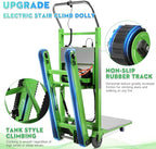 Electric Stair Climbing Dolly, 1250W Electric Stair Climbing Hand Truck, 900lbs Max Load Capacity, 3 Mode Folding Stair Climber Hand Trucks with Telescopic Handle for Moving Furniture (Green)