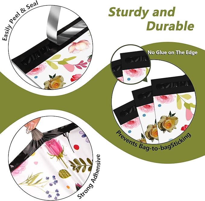 Poly Mailers 12x15.5 Inch 50 Pcs - Bud Printed Shipping Bags, 2.4mil Thickness, Waterproof and Tear Resistant Mailing Envelopes, Self-Sealing Packaging Bags for Small Business