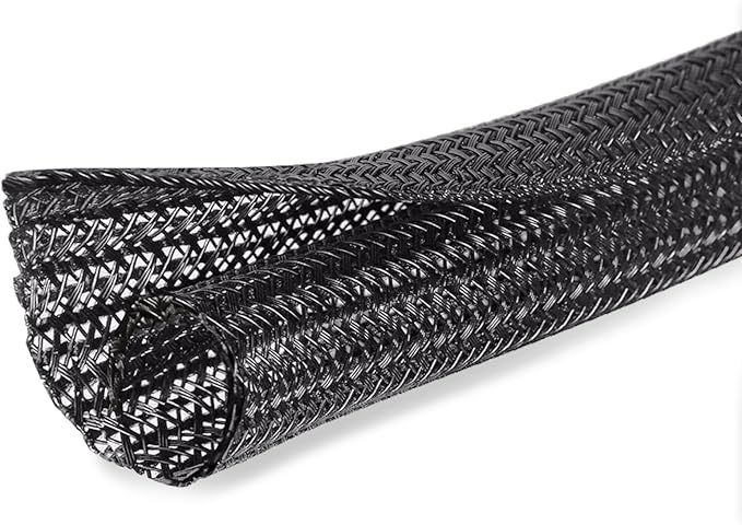 10ft - 1/2 inch Cord Protector Cable Sleeve Split Wire Loom Tubing for Power Cord Audio USB Cable, Cord Sleeve Cable Management for TV Computer, Cord Protectors from Pets Chewing, Black