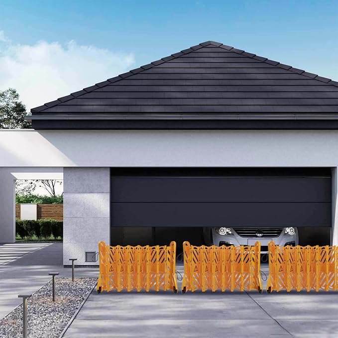 13FT Folding Security Gate, Portable Safety Barrier with Casters, Expandable Traffic Barricade Fence for Construction Site, Driveway, Parking, Event and Crowd Control