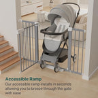Cumbor 29.7"-51.5" Extra Wide Baby Gate for Stairs, Mom's Choice Awards Winner-Dog Gates for Doorways, Pressure Mounted Walk Through Pet Gate Indoor, Safety Auto-Close Child Gate for Kids, Gray
