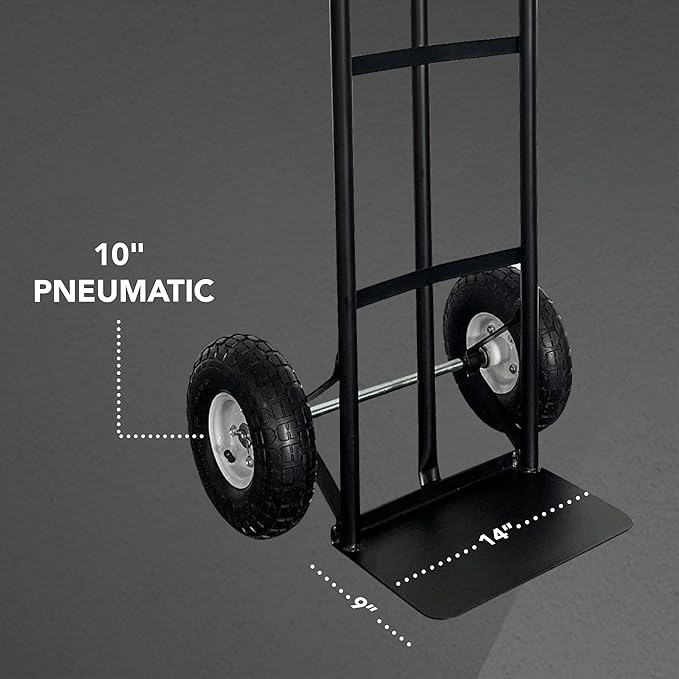 Olympia Tools 600 Lb Steel Hand Truck with P Handle and 10" Pneumatic Wheels for Home and Office Use