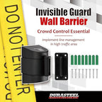 DuraSteel Wall Mount Retractable Belt Barrier - 6.5 Ft Yellow “Do Not Enter” Belt in Black Case - Guardian 2.0 Indoor & Outdoor Caution Tape for Crowd Control Queue Barrier, Line Divider, 10 Pcs