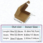 9x9x3 Inches Shipping Boxes Set of 25，Brown Cardboard Boxes Recyclable Corrugated Mailers for Small Business, E-commerce, Gift Packaging Storage Boxes Products Box Self-Locking Folding Boxes