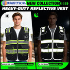 BeautyWill Custom Logo 10 Pockets Safety Vest Class2 ANSI Certified High Visibility Reflective Vest