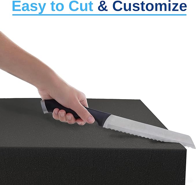 FoamRush 8" x 24" x 72" Charcoal High Density Upholstery Foam Cushion (Upholstery Sheet, Foam Padding, Seat Replacement, Chair Cushion Replacement, Square Foam, Wheelchair Seat Cushion) Made in USA