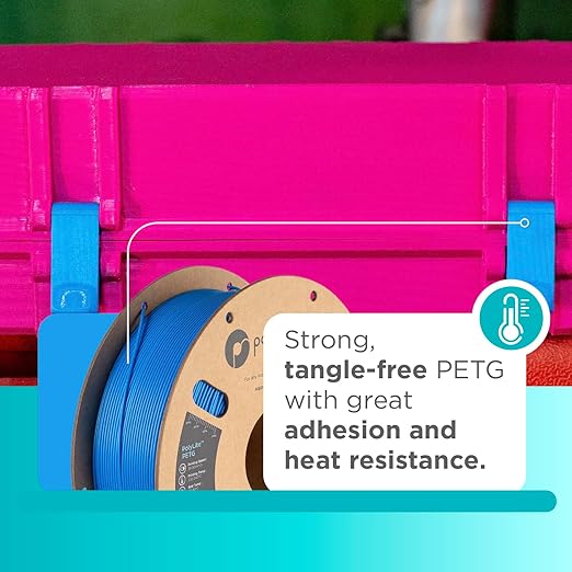 Polymaker PolyLite 3D Printer PETG Filament Electric Blue 1.75mm 1kg, Legacy PETG Formula, Reliable Everyday Filament, Strong Layer Bonding, Compatible with Most 3D Printers