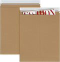 Natural Kraft Rigid Mailers, 12.75 x 15 Inches. Pack of 10 Paperboard Envelopes. Sturdy Stay Flat Mailers with Self-Seal Closure. Recyclable Hard Envelopes for Mailing. Stayflat Mailer