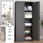 LUCYPAL Metal Storage Cabinet with Lock,70.8" H Black Garage Storage Cabinet with Doors and Shelves,Tall Locking Cabinets for Home Office,Garage,Warehouse