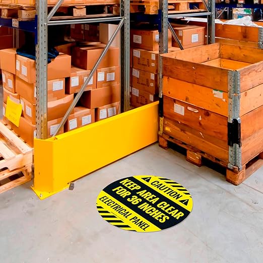 Caution Electrical Panel Keep Area Clear for 36 Inches Circle Floor 10x10 inches, Floor Decal Anti-Slip Adhesive Floor Sign Made in USA
