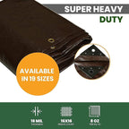 WHITEDUCK 16x20 Tarp 16 MIL Heavy Duty Poly Tarp Waterproof UV Resistant, True to Size, Rust-Proof Grommets, Tear & Rip Resistant, Extra Thick, Camping, Construction, Boat & Equipment Cover