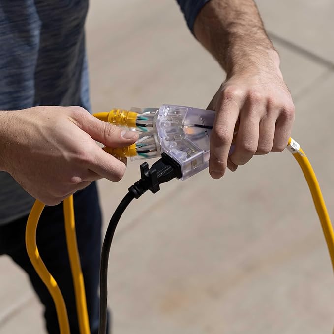 25 ft 10 Gauge Extension Cord - Outdoor Extension Cord Waterproof - Heavy Duty Outdoor Extension Cords 25 ft with Multiple Outlets - Watts Wire - 25' Grounded - extensiones electricas