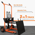 Material Lift Hydraulic Stacker, 440 lbs Capacity Hydraulic Table Cart, 35.8" Lifting Height Manual Forklift Stacker, Pallet Jack Truck Dolly with Swivel Casters and Lift Plate (Orange)