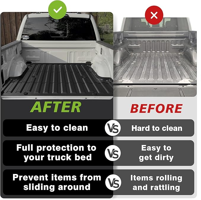 TripleAliners Truck Bed Mat Compatible with 2024-2026 Ford F150 & Lightning Accessories 5.5FT Vehicle Flush Bed Box All Weather Protection TPE Heavy Duty Pickup Cargo Mat