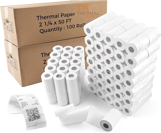 (200 Rolls) 2 1/4" x 50' Thermal Paper, POS Receipt Paper for Retail Business Cash Register, Fits All Credit Card Terminal
