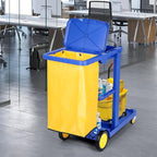 tonchean Commercial Janitorial Cart, 3-Shelf Housekeeping Cart with 22 Gallon Vinyl Bag & Cover, Large Capacity Janitorial Carts on Wheels for Hotels, Stores, Schools, Offices