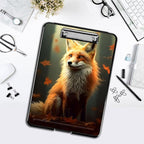 Clipboard with Storage,Office Supplies Nursing Clipboards Folder with Pen Holder Plastic Foldable Clip Board with Storage for Nurse Teacher,Maple Leaf Fox
