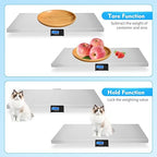Animal Digital Scale, 200KG/440Lbs Electronic Stainless Steel Veterinary Scale Heavy Duty Digital Livestock Platform Scales with LCD Display & Power Adaptor for Animal Pet Cat Dog (440Lbs)