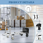 600-Pound 4-Wheel Folding Hand Truck/Cart, Heavy-Duty with Adjustable Height & Length, for Industrial Use and Home Moving
