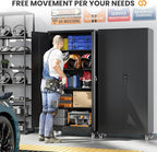 Metal Garage Storage Cabinets with Wheels, Rolling Tool Cabinet with Lock, Locking Garage Caninet on Wheels with Shelves, Steel 2 Door Tall Tool Cabnets for Workshop/Home/Office - (Black 75”H)