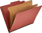 Amazon Basics Classification Folder with Prongs, Pressboard, 2 Dividers, 2-Inch Expansion, 12.17 x 10.67 inch (Letter) Size, Red, Pack of 10