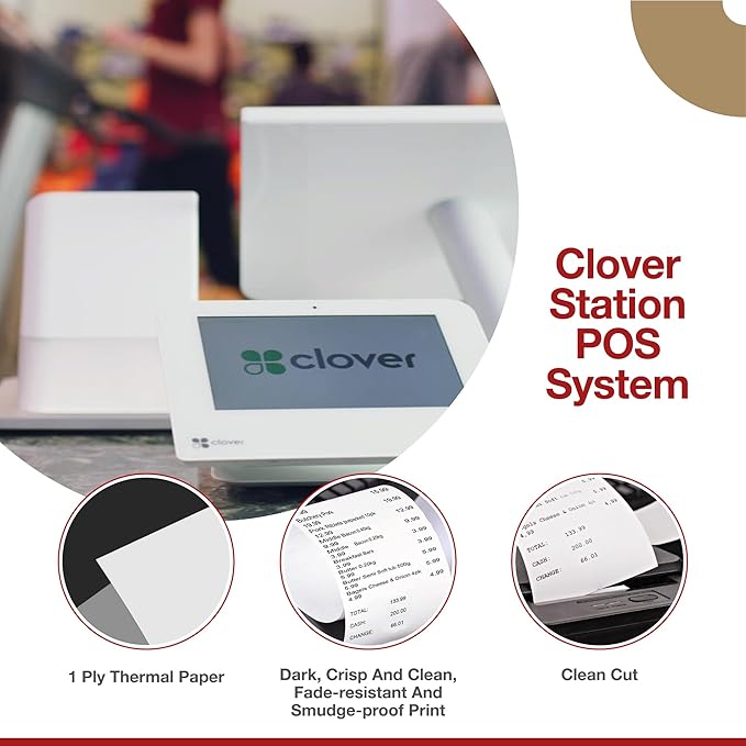 Thermal Receipt Paper Rolls 3 1/8" x 230' for Clover Station thermal Printer | Credit Card Receipt Paper Rolls for Clover C500 C501 C503 C100 P100 | 50 Rolls