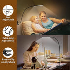 iZELL LED Desk Lamp for Home Office with Clamp [77 LEDs Light 3 Color Modes & 10 Brightness Levels] Flexible Gooseneck Book Lights, Easy Clip on Reading Headboard