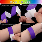 1200 Pcs Plastic Paper Wristbands for Events Neon Color Wrist Bands Concert Identification Wristbands Paper Bracelets Wristbands Party Hand Bands (Purple)