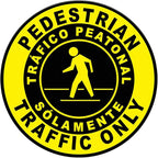 Spanish Safety Signs Floor Decals Pedestrian Traffic Only Yellow Anti-Slip Round Shape Business Industrial Stickers 24Inches Longer Side