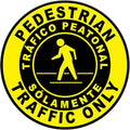 Spanish Safety Signs Floor Decals Pedestrian Traffic Only Yellow Anti-Slip Round Shape Business Industrial Stickers 17Inches Longer Side