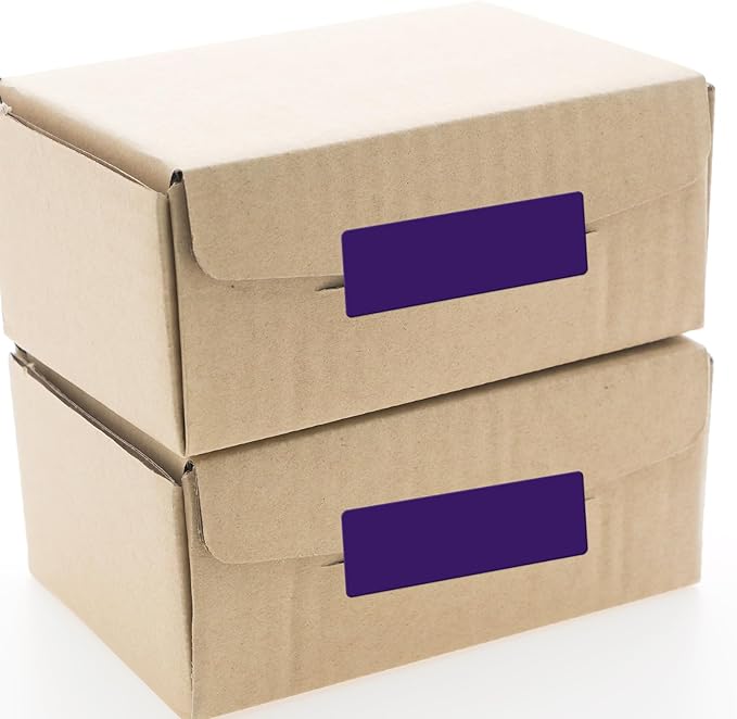 Purple Color Coding Labels 1 × 2 Inches Self-Adhesive Vinyl Rectangle Stickers Waterproof Name Tags Removable Roll for Office School Home 500 PCS