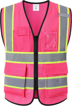 Safety Vest for Men Women,Mesh High Visibility Construction Work Vest with Reflective Strips,Meets ANSI/ISEA Standards(EK175-Mesh-Hot Pink-XL)