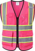 Safety Vest for Men Women,Mesh High Visibility Construction Work Vest with Reflective Strips,Meets ANSI/ISEA Standards(EK175-Mesh-Hot Pink-L)